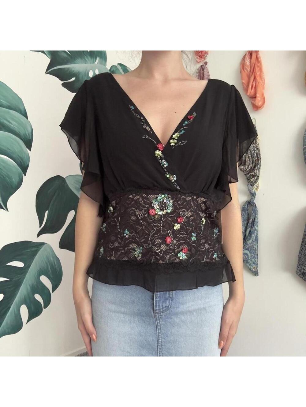Black Sequin Fairy Top